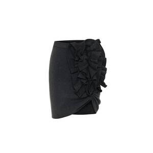 NEW THEO THE LABEL women's nomia ruffle knit skirt in black